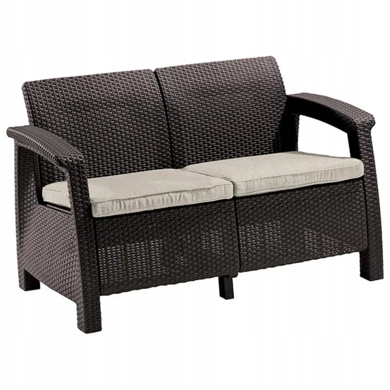 Havesofa 182x70 cm Brun Rattanlook