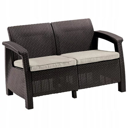 Havesofa 182x70 cm Brun Rattanlook