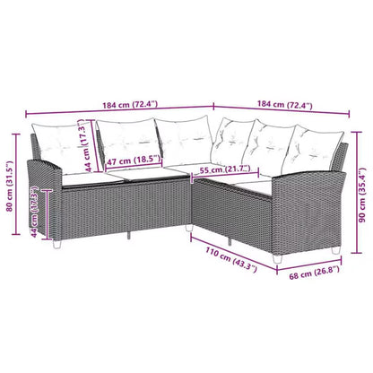 Havesofa 184x184 cm Grå Polybambus