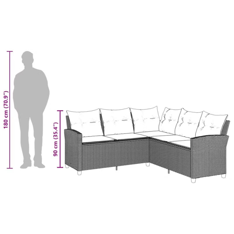 Havesofa 184x184 cm Grå Polybambus