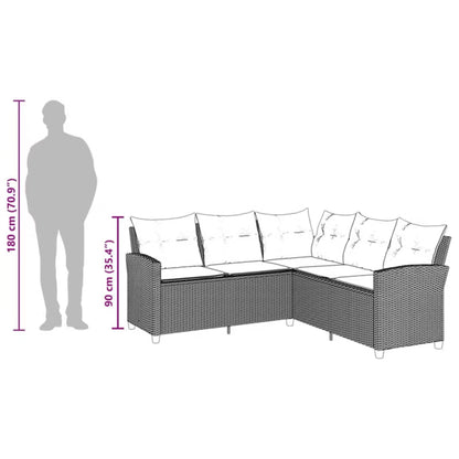 Havesofa 184x184 cm Grå Polybambus