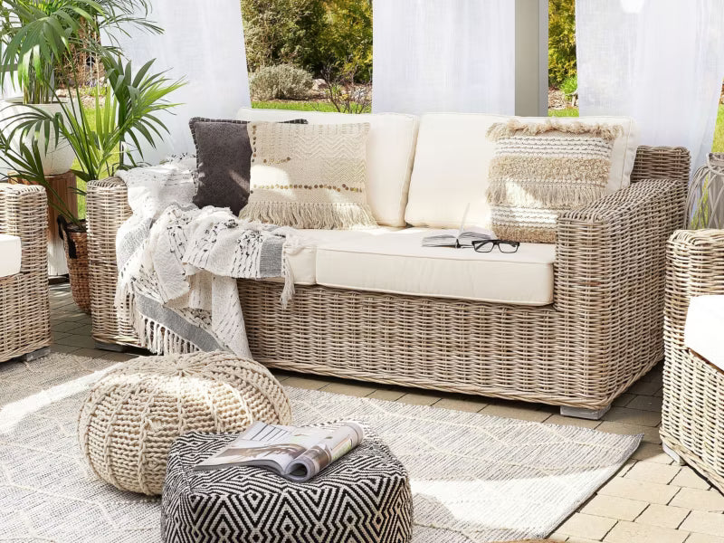 Havesofa 2-Personer Ardea Rattan Lys Brun