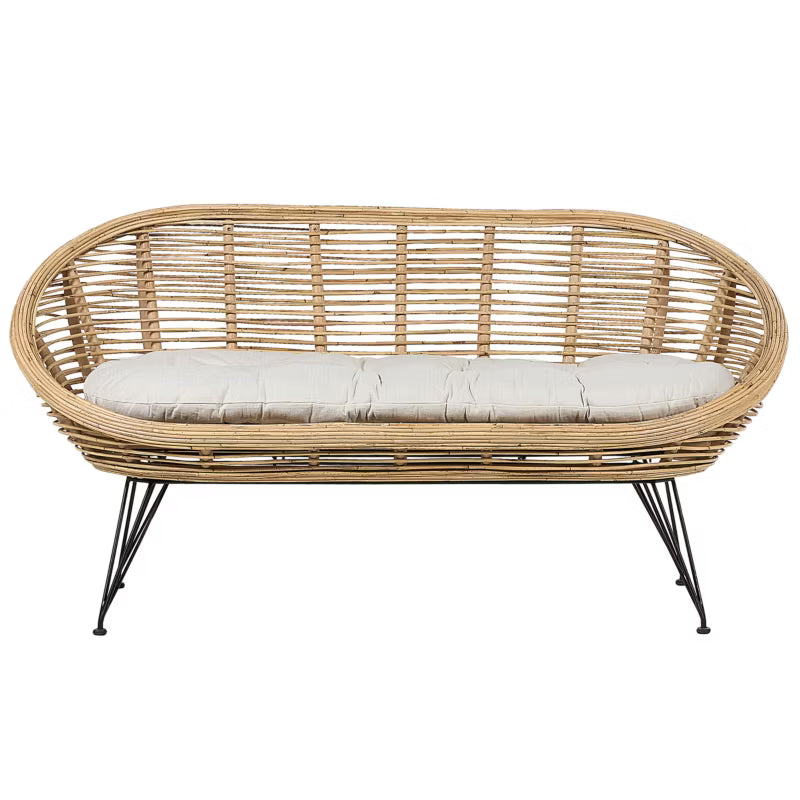 Havesofa 2-Personers 165x64 cm Natur Rattan
