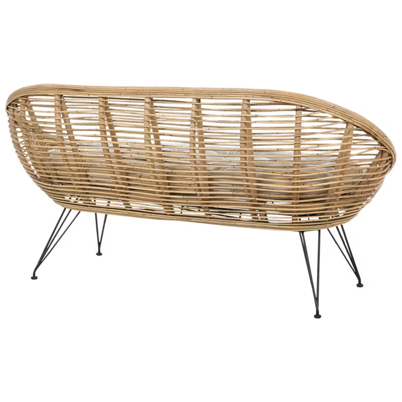 Havesofa 2-Personers 165x64 cm Natur Rattan