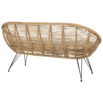Havesofa 2-Personers 165x64 cm Natur Rattan