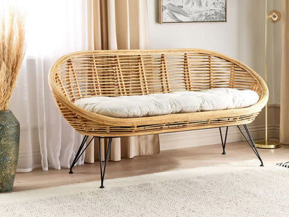 Havesofa 2-Personers 165x64 cm Natur Rattan
