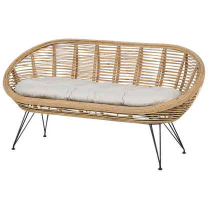 Havesofa 2-Personers 165x64 cm Natur Rattan