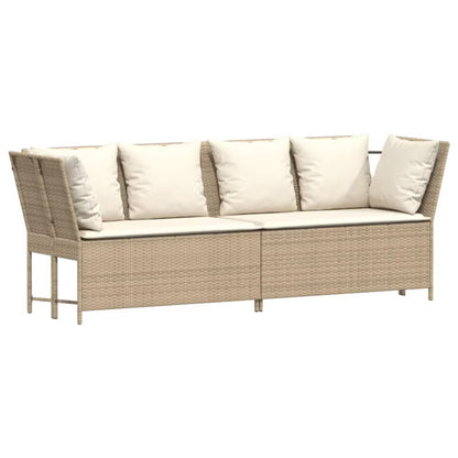 Havesofa 233x68,5 cm Beige Poly共享rattan med Hynder