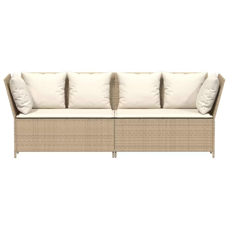 Havesofa 233x68,5 cm Beige Poly共享rattan med Hynder