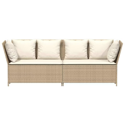 Havesofa 233x68,5 cm Beige Poly共享rattan med Hynder