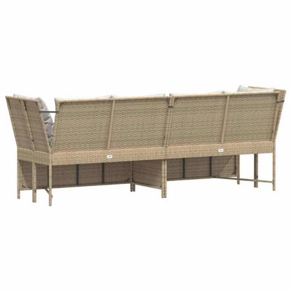 Havesofa 233x68,5 cm Beige Poly共享rattan med Hynder