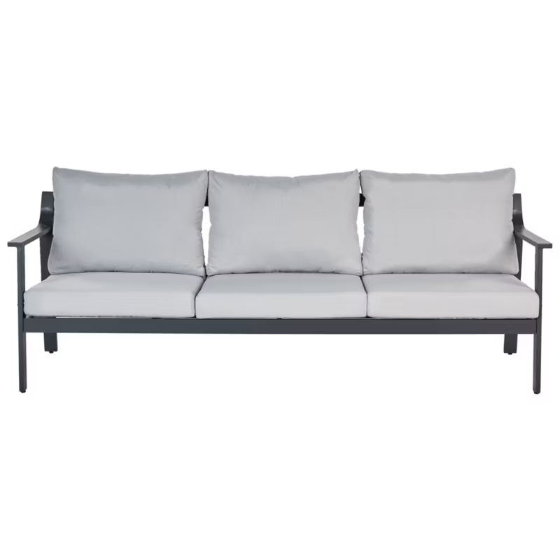 Havesofa 3-Personer 225x80 cm Lysegrå Aluminium