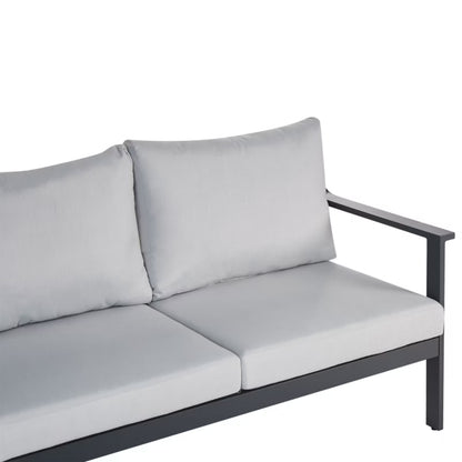 Havesofa 3-Personer 225x80 cm Lysegrå Aluminium