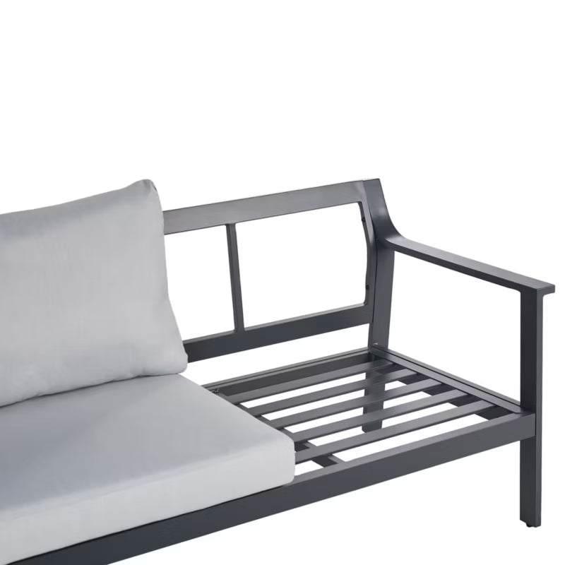 Havesofa 3-Personer 225x80 cm Lysegrå Aluminium