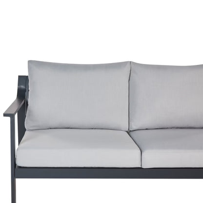 Havesofa 3-Personer 225x80 cm Lysegrå Aluminium