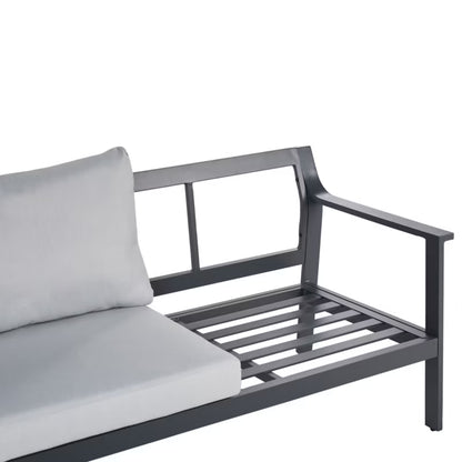 Havesofa 3-Personer 225x80 cm Lysegrå Aluminium