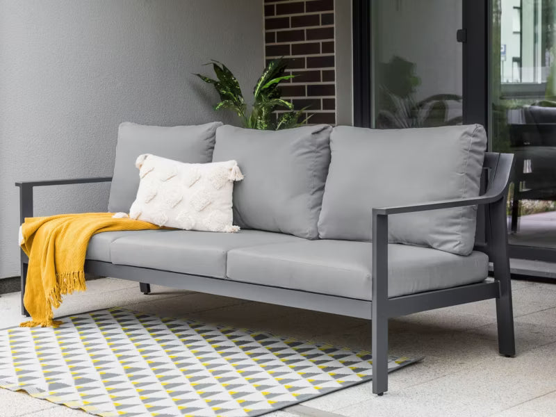 Havesofa 3-Personer Kiato 225x80 cm Mørkegrå Aluminium
