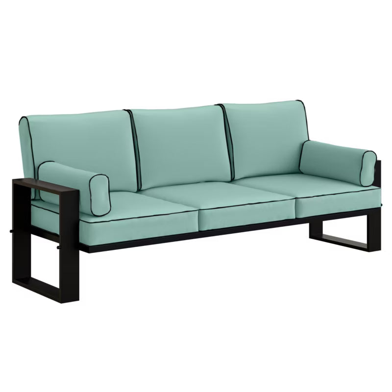 Havesofa 3-Personers 292x195 cm Turkis med Sorte Ben
