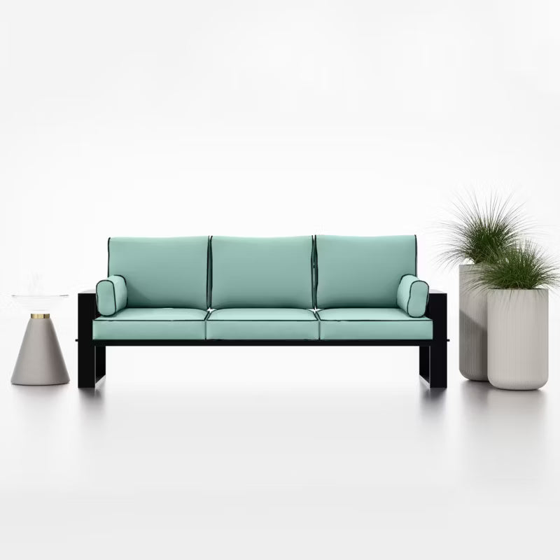 Havesofa 3-Personers 292x195 cm Turkis med Sorte Ben