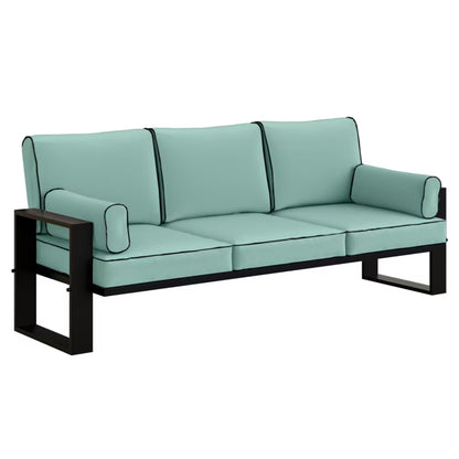 Havesofa 3-Personers 292x195 cm Turkis med Sorte Ben