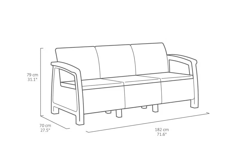 Havesofa 3-Personers Grafit