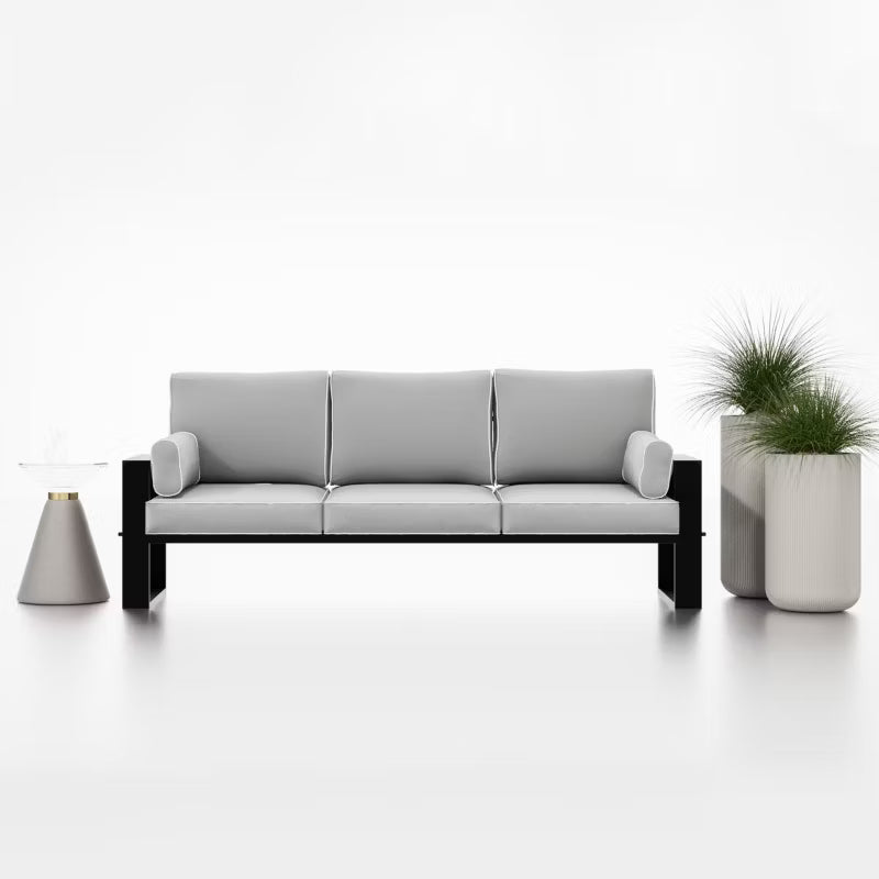 Havesofa 3-Personers 292x195 cm Lysegrå med Sorte Ben