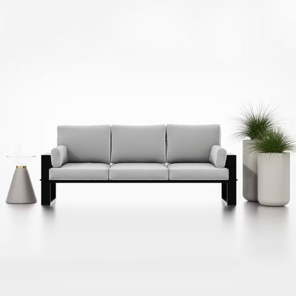 Havesofa 3-Personers 292x195 cm Lysegrå med Sorte Ben