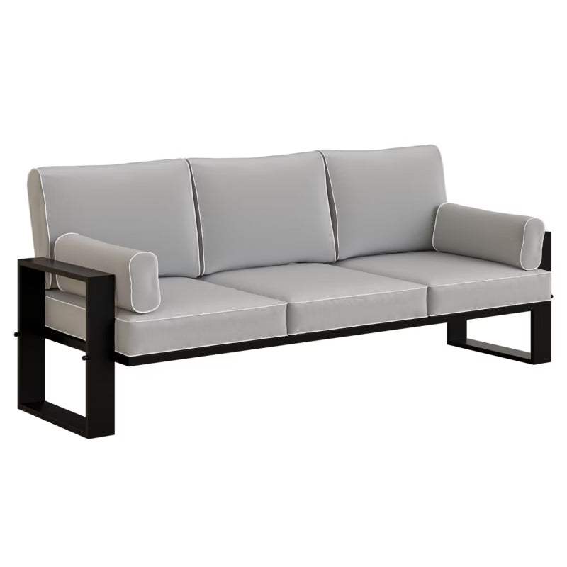 Havesofa 3-Personers 292x195 cm Lysegrå med Sorte Ben