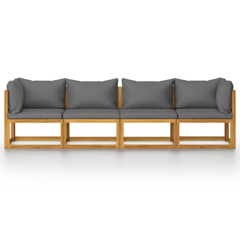 Havesofa 4-Personer Akacietræ Brun med Hynder