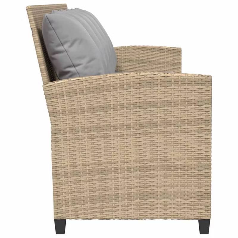 Havesofa 5-Personers Polykuglerattan 280x68,5 cm Beige med Hynder