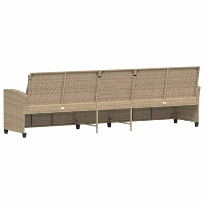 Havesofa 5-Personers Polykuglerattan 280x68,5 cm Beige med Hynder