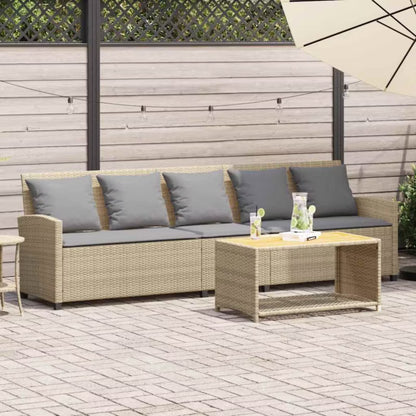 Havesofa 5-Personers Polykuglerattan 280x68,5 cm Beige med Hynder