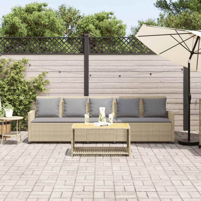 Havesofa 5-Personers Polykuglerattan 280x68,5 cm Beige med Hynder