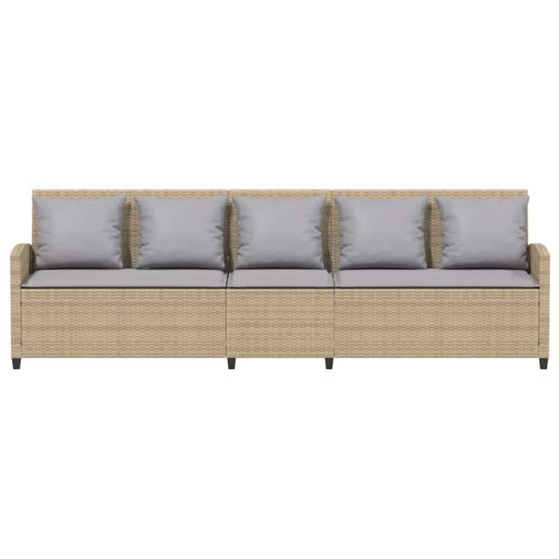 Havesofa 5-Personers Polykuglerattan 280x68,5 cm Beige med Hynder