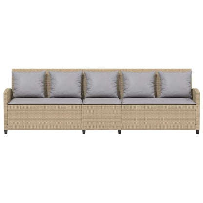Havesofa 5-Personers Polykuglerattan 280x68,5 cm Beige med Hynder