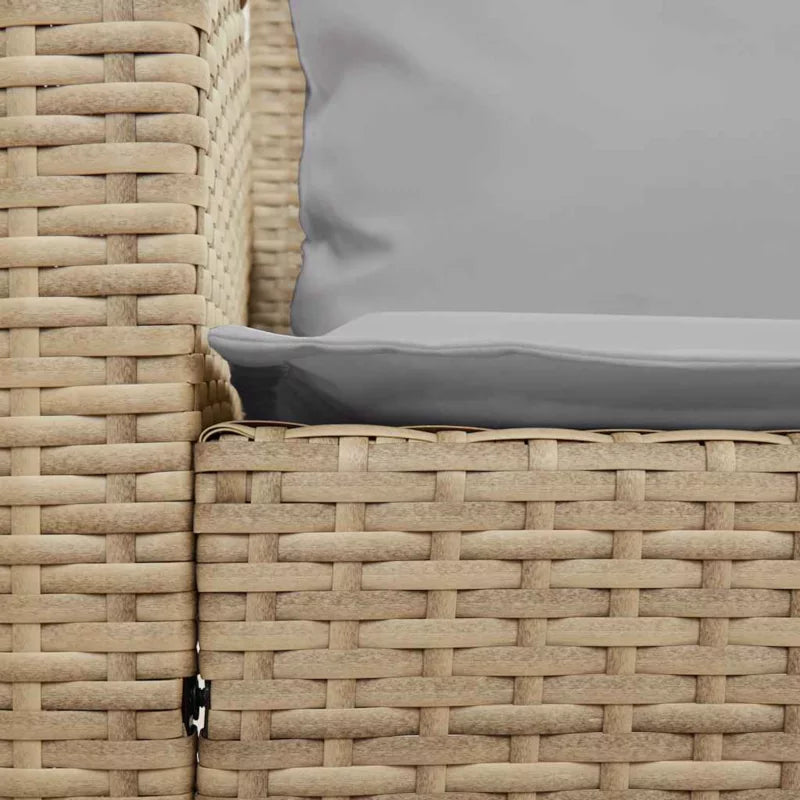 Havesofa 5-Personers Polykuglerattan 280x68,5 cm Beige med Hynder