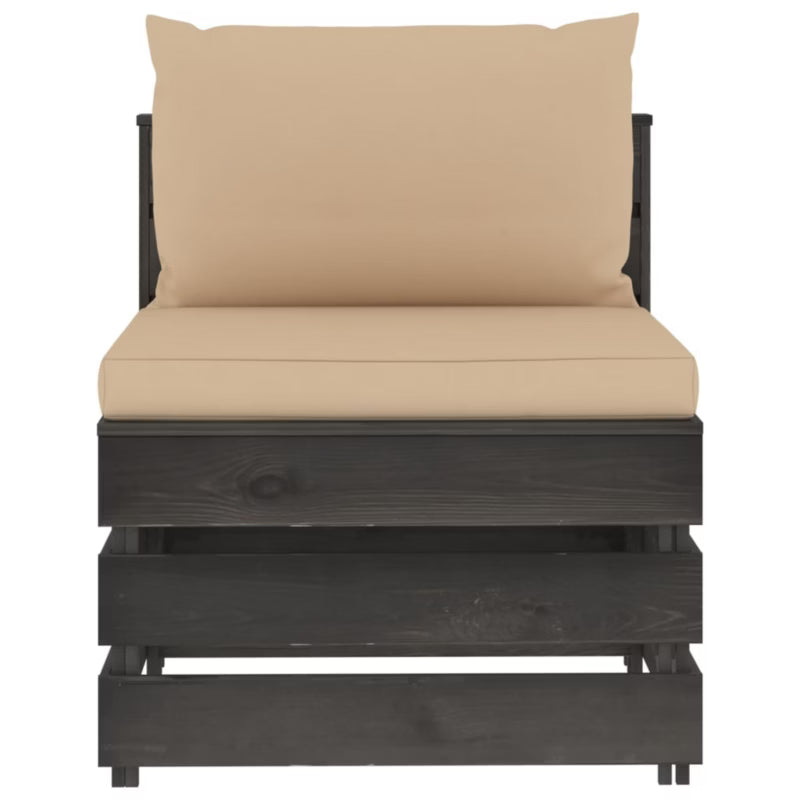 Havesofa 60x70 cm Grå Fyrretræ med Hynder