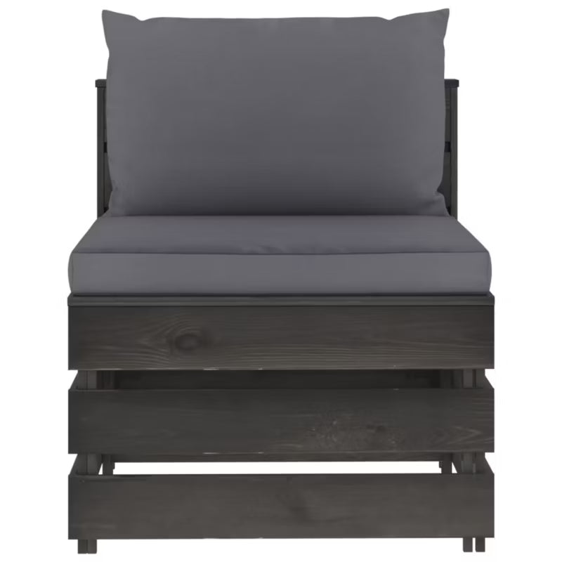 Havesofa 60x70 cm Grå Fyrretræ med Hynder