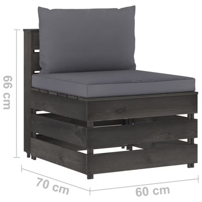 Havesofa 60x70 cm Grå Fyrretræ med Hynder