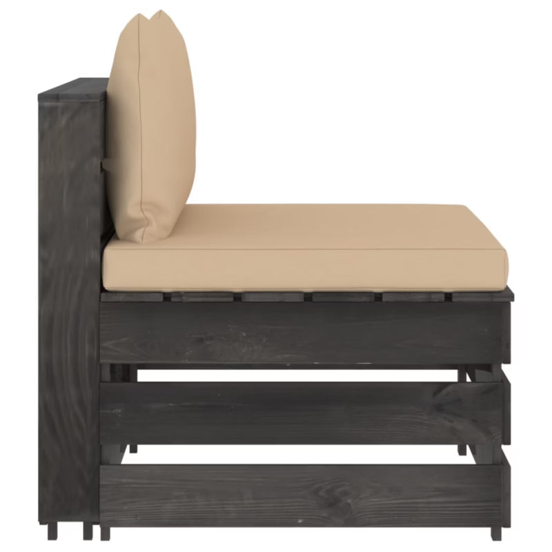 Havesofa 60x70 cm Grå Fyrretræ med Hynder