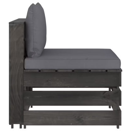 Havesofa 60x70 cm Grå Fyrretræ med Hynder