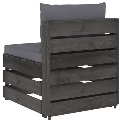 Havesofa 60x70 cm Grå Fyrretræ med Hynder