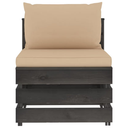 Havesofa 60x70 cm Grå Fyrretræ med Hynder