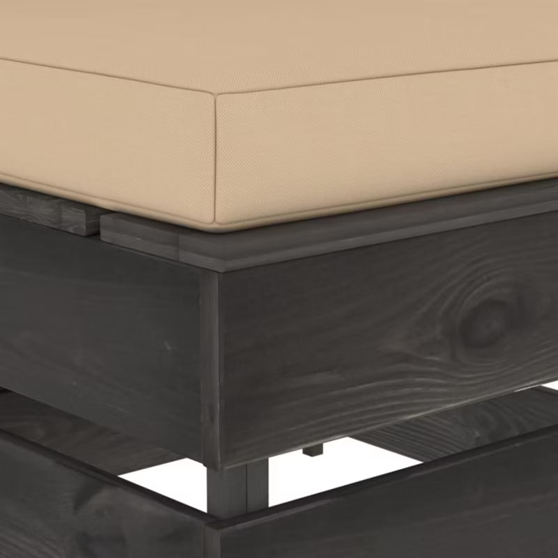 Havesofa 60x70 cm Grå Fyrretræ med Hynder