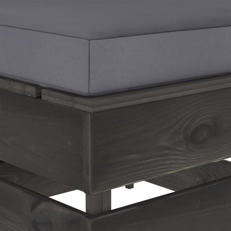 Havesofa 60x70 cm Grå Fyrretræ med Hynder