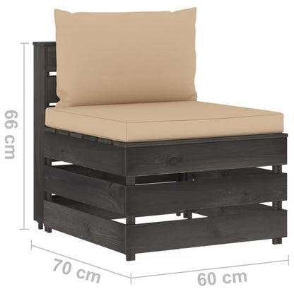 Havesofa 60x70 cm Grå Fyrretræ med Hynder