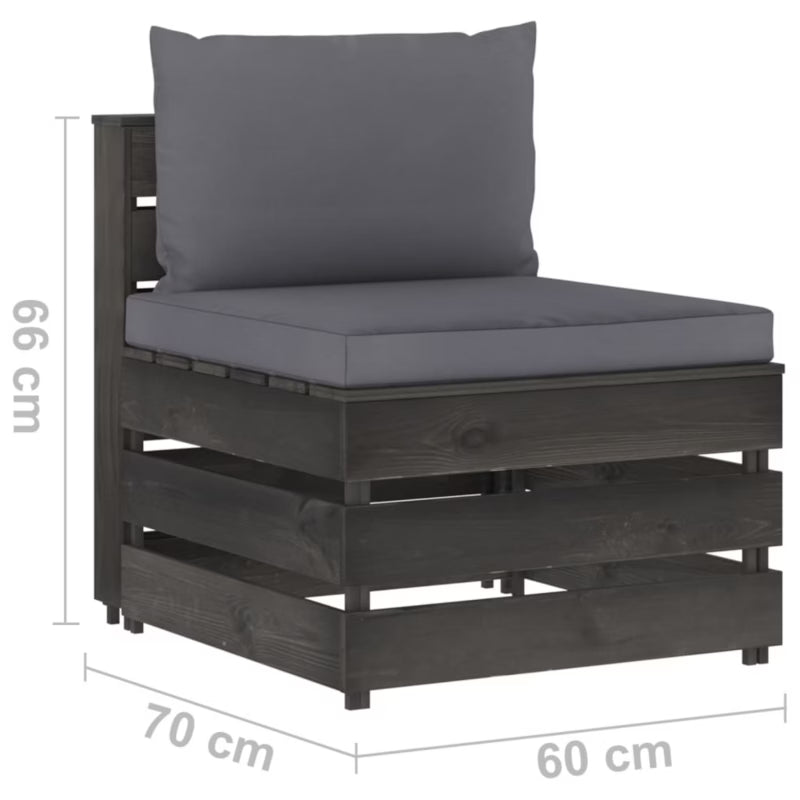 Havesofa 60x70 cm Grå Fyrretræ med Hynder