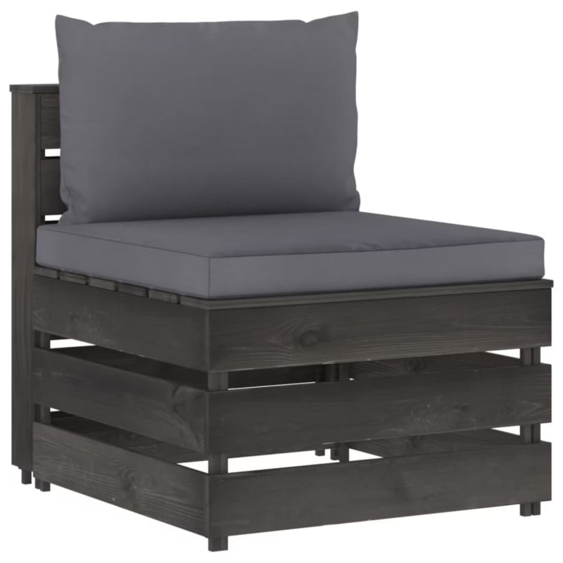 Havesofa 60x70 cm Grå Fyrretræ med Hynder