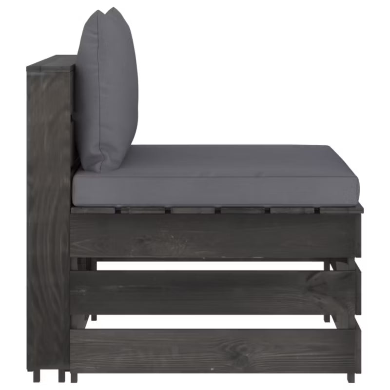 Havesofa 60x70 cm Grå Fyrretræ med Hynder