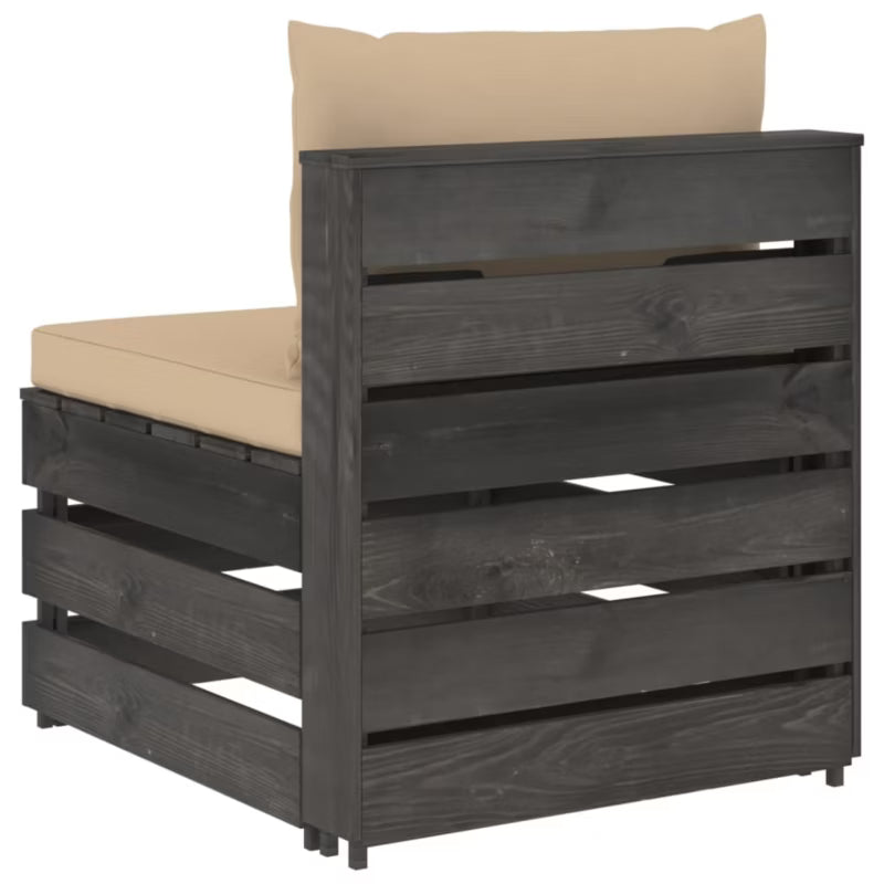 Havesofa 60x70 cm Grå Fyrretræ med Hynder